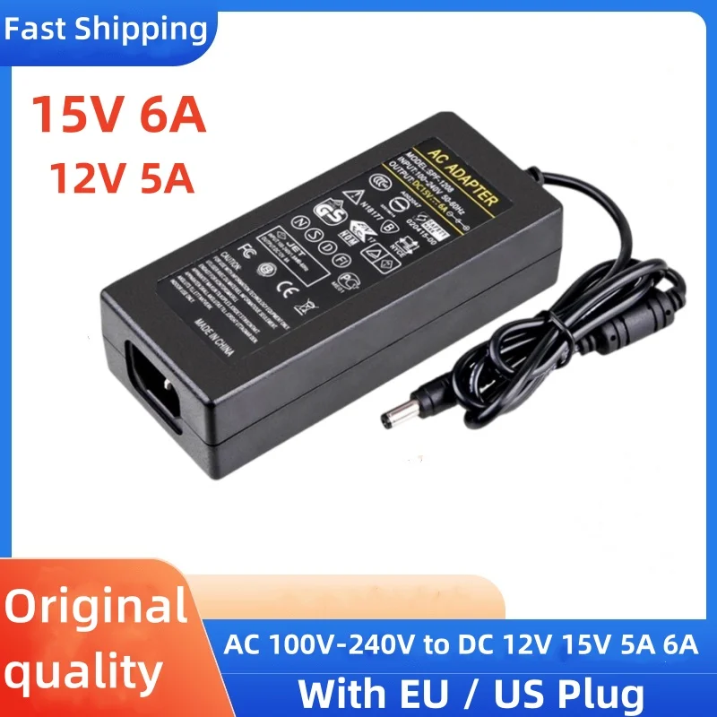 Adaptador de fuente de alimentación con interruptor AC 100V-240V a DC12V 15V 4A 5A 6A, cargador de 15V para herramienta eléctrica IMAX B6, altavoz con carrito LED para ordenador portátil