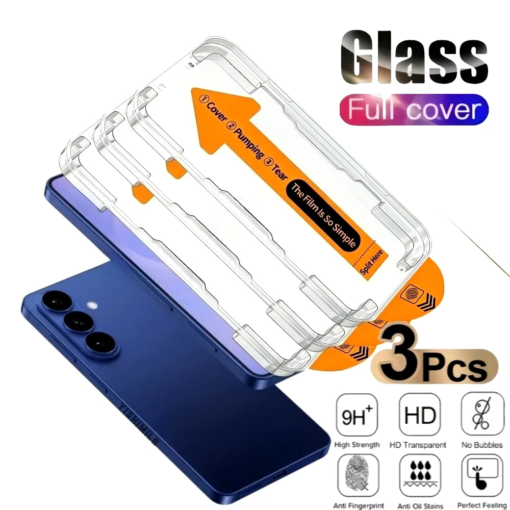 

3Pcs Full Cover HD Screen Protector for Samsung Galaxy S26 S25 S24 Ultra S23 S22 S21 Plus S25 S24 S23 FE Easy Installation Glass