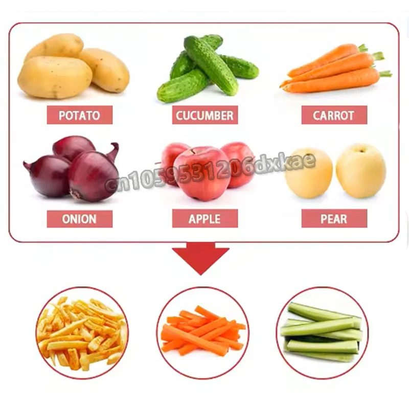 110V-240V Electric Potato Cutter Potato Chip Cutter Vegetable Cutting Machine Strip Dice Cube Slice Food Processor