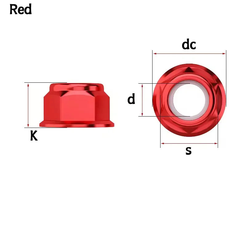 Aluminiumlegierung Flansch-Sicherungsmutter M2M2.5M3M4M5M6M8 Eloxierte Farbige Nylon-Einsatz Selbstsichernde Lockmuttern für RC FPV Racing Drohnen