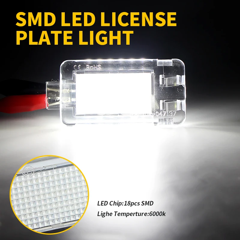 2Pcs For Volvo C30 C70 II S40 II S60 S80 V50 V70 XC70 XC90 6000k LED Luggage Compartment Light Trunk Footwell Lamps OEM#30754448
