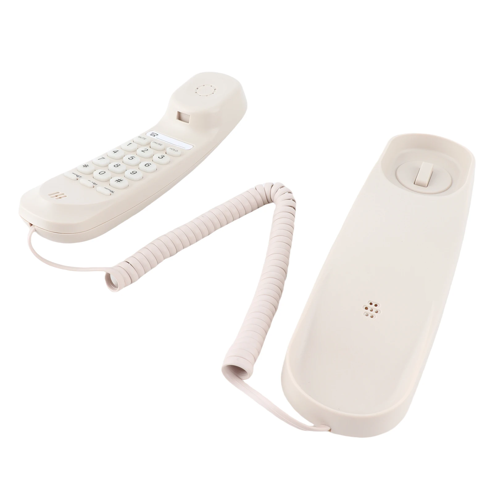 Mini Desktop Corded Landline Phone Fixed Telephone Wall Mountable Supports Mute/ Pause/Redial Functions for Home Hotel  Bank