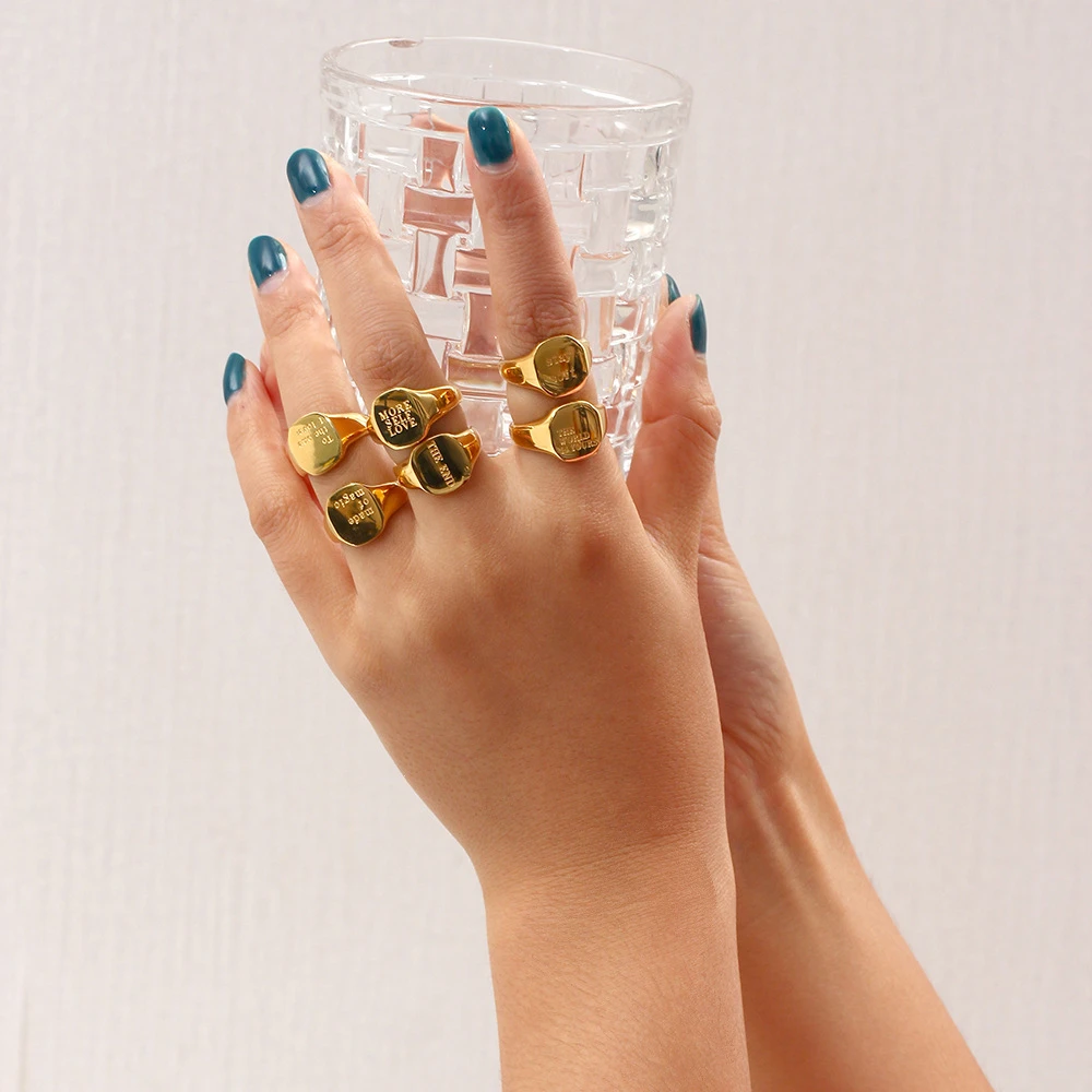 Stainless Steel Block Rings Inspired Jewelry The World is Yours Wedding Statement Rings for Women Teen Girls Thumb Finger Rings