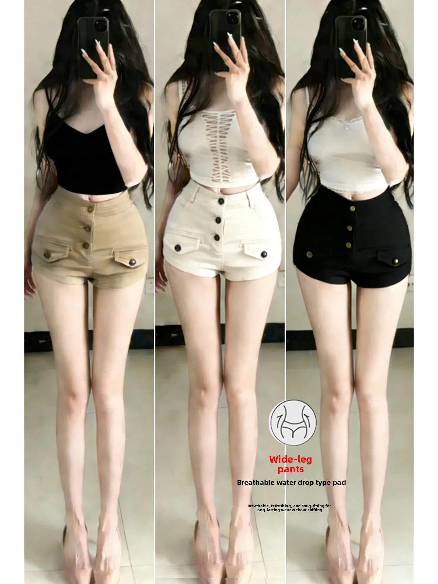 

Женские джинсовые шорты с высокой талией, облегающие, повседневные, с эффектом подтяжки бедер, из дышащего хлопкового стрейч-денима