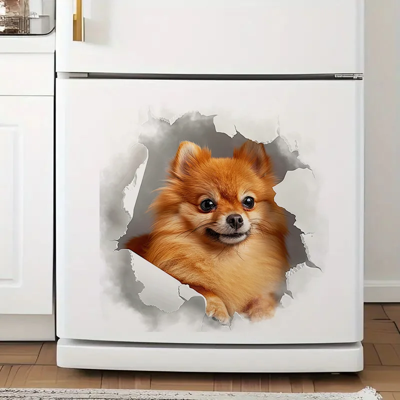 C1163# Cute Pomeranian Dog Self-Adhesive Stickers,Wall Decal Removable, Vinyl Car Sticker for Bathroom Decor