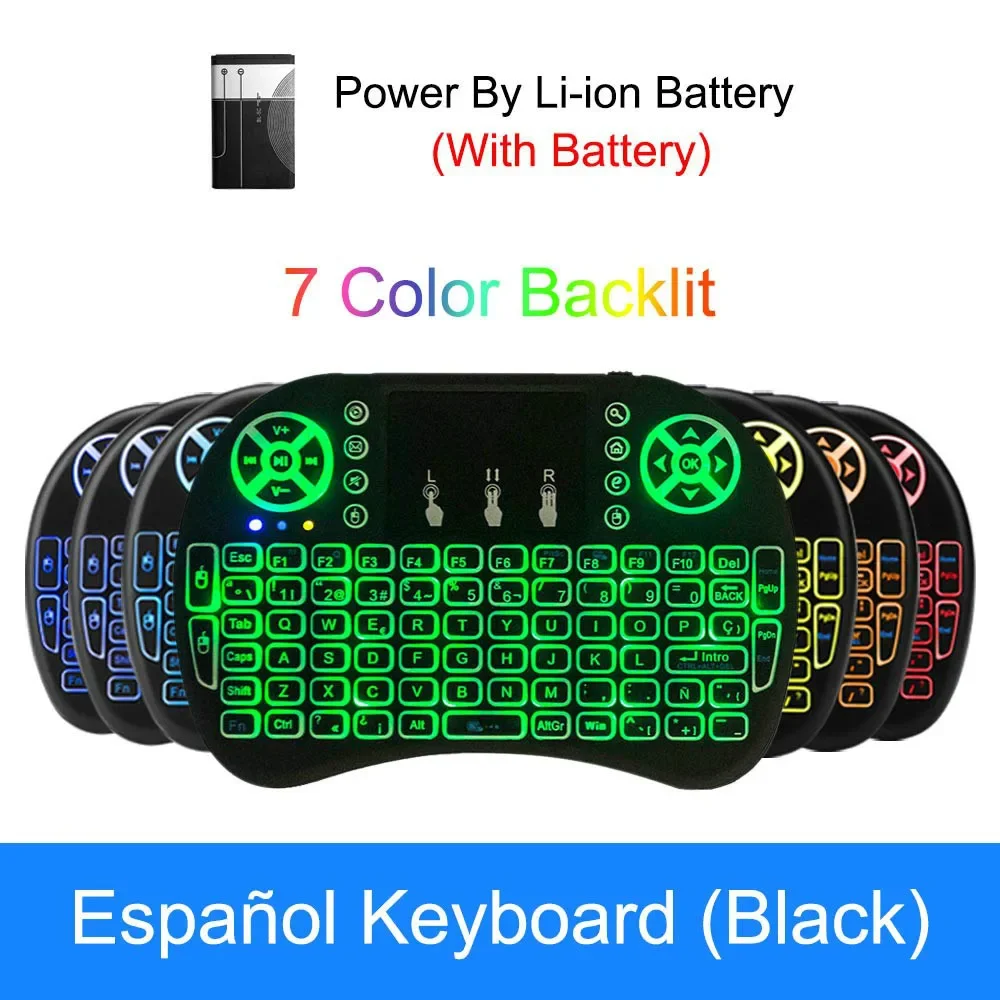 Cool Backlit I8 Mini Air Mouse 2.4G Wireless Keyboard  Touchpad English Russian Spanish French Remote Control for Android