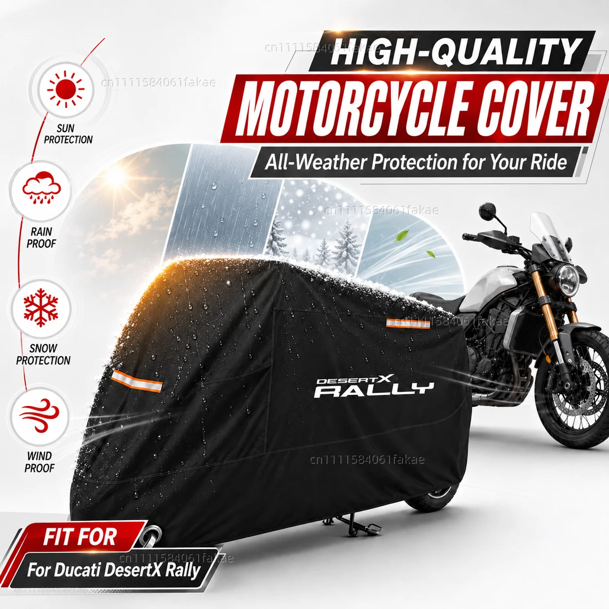 Motorcycle Cover Waterproof Outdoor All Season Dustproof UV Protective Moto Scooter Rain Cover For Ducati DesertX DESERTX Desert