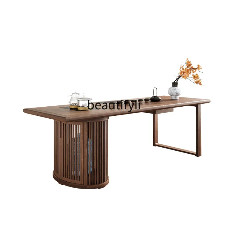 

North American black walnut tea table Kung Fu tea table office tea table and chair combination