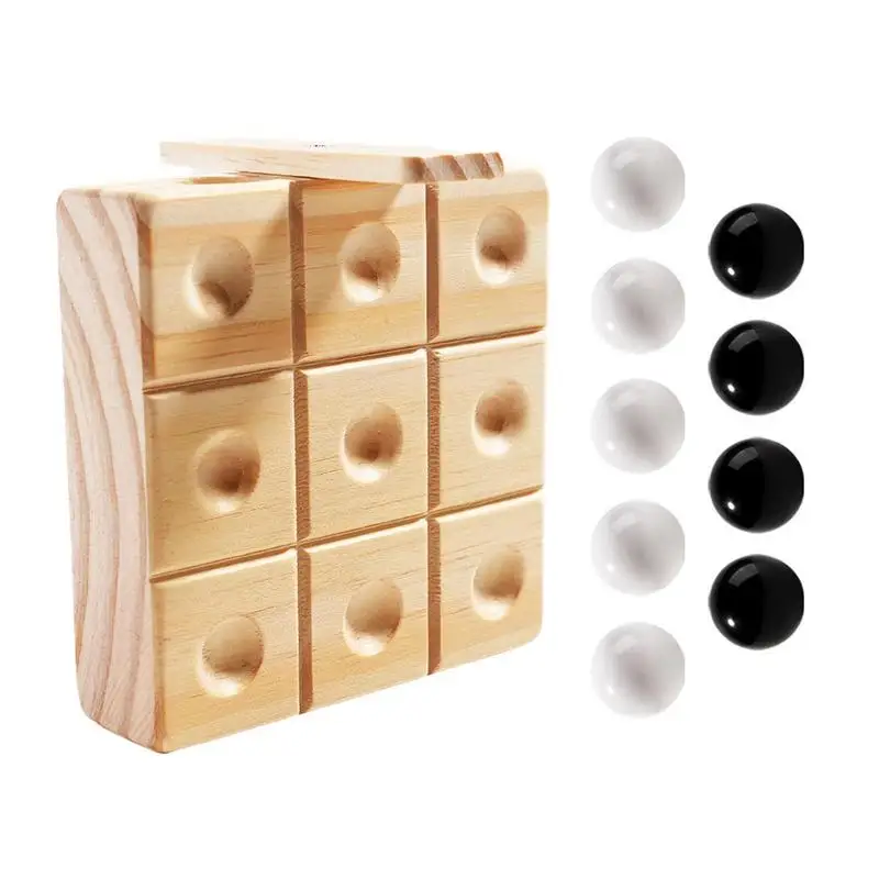 Big Chess Matching Game Wooden 3 In A Row Table Chess Games Strategy Brain Puzzle Classic Travel Toy Family Activities Toys For