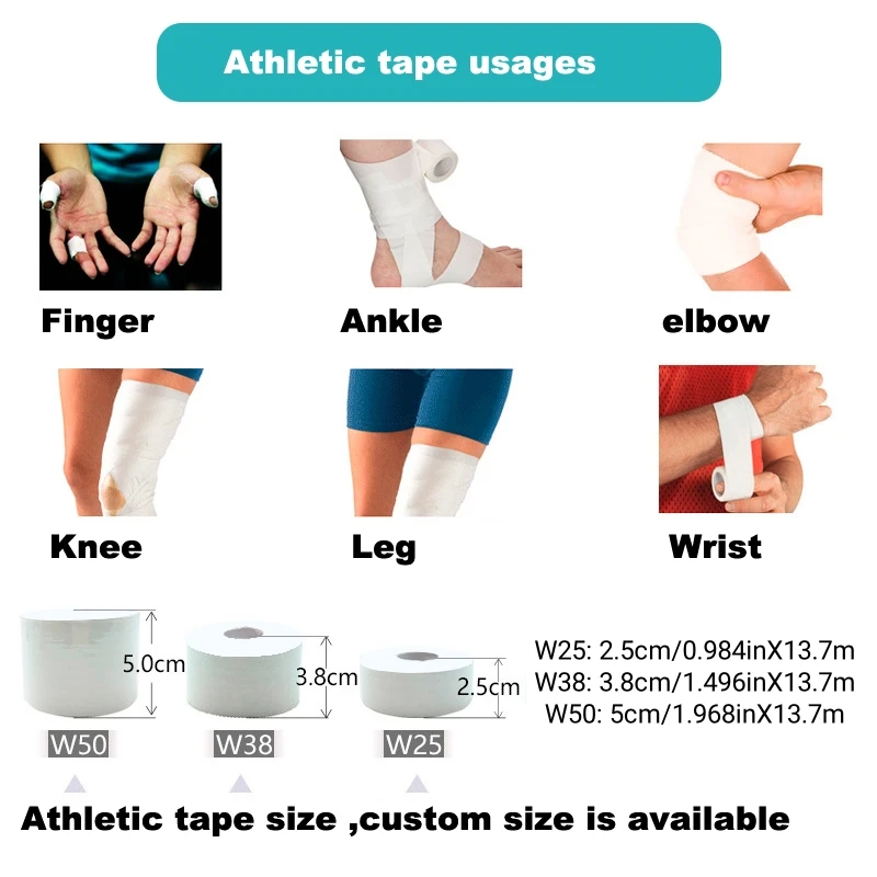 100% Cotton Athletic Tape Easy Tear No Irritating Adhesive Tape Muscle Joint Protection Injury Football Sports Product 1 Roll