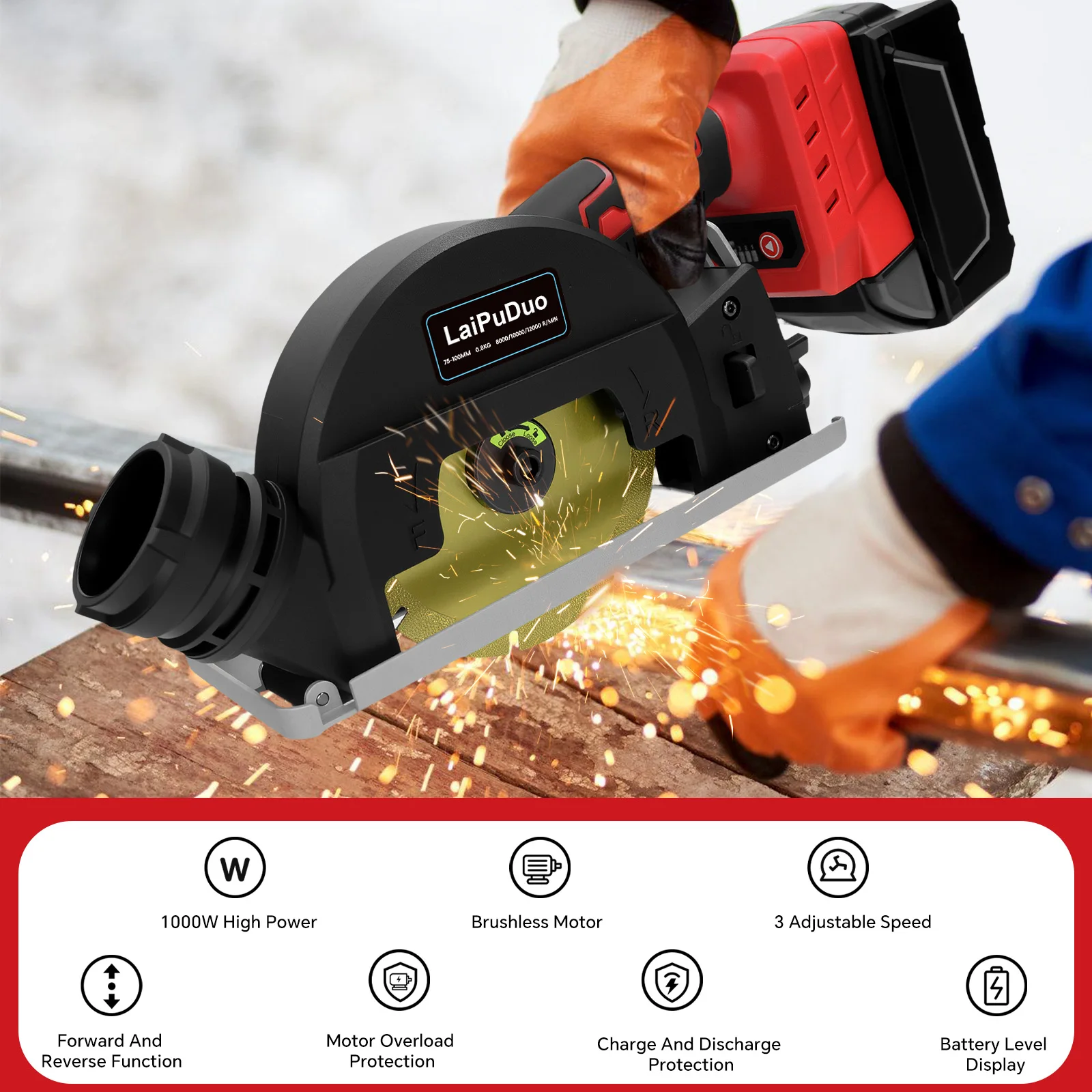 

Brushless Circular Saw Cordless Cut Off Tool Woodworking Electric Saw Wood Metal Plastic Cutting for Milwaukee 18V Battery Pin