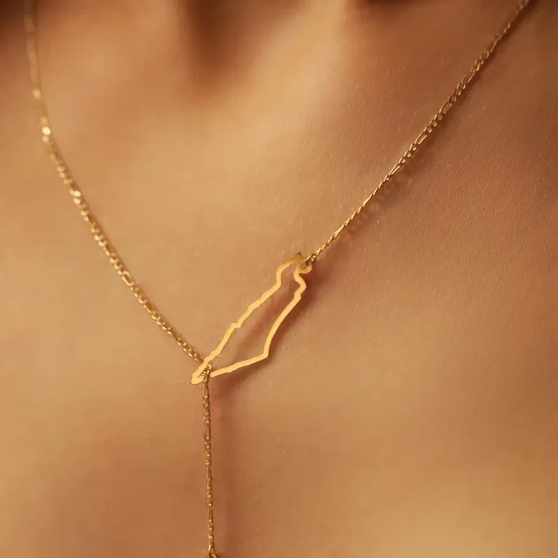 Dreamtimes الأزياء 18K مطلي خريطة الإسرائيلية ونجمة صغيرة لديفيد قلادة قلادة هدية يهودية إسرائيل رمز سحر المجوهرات #3