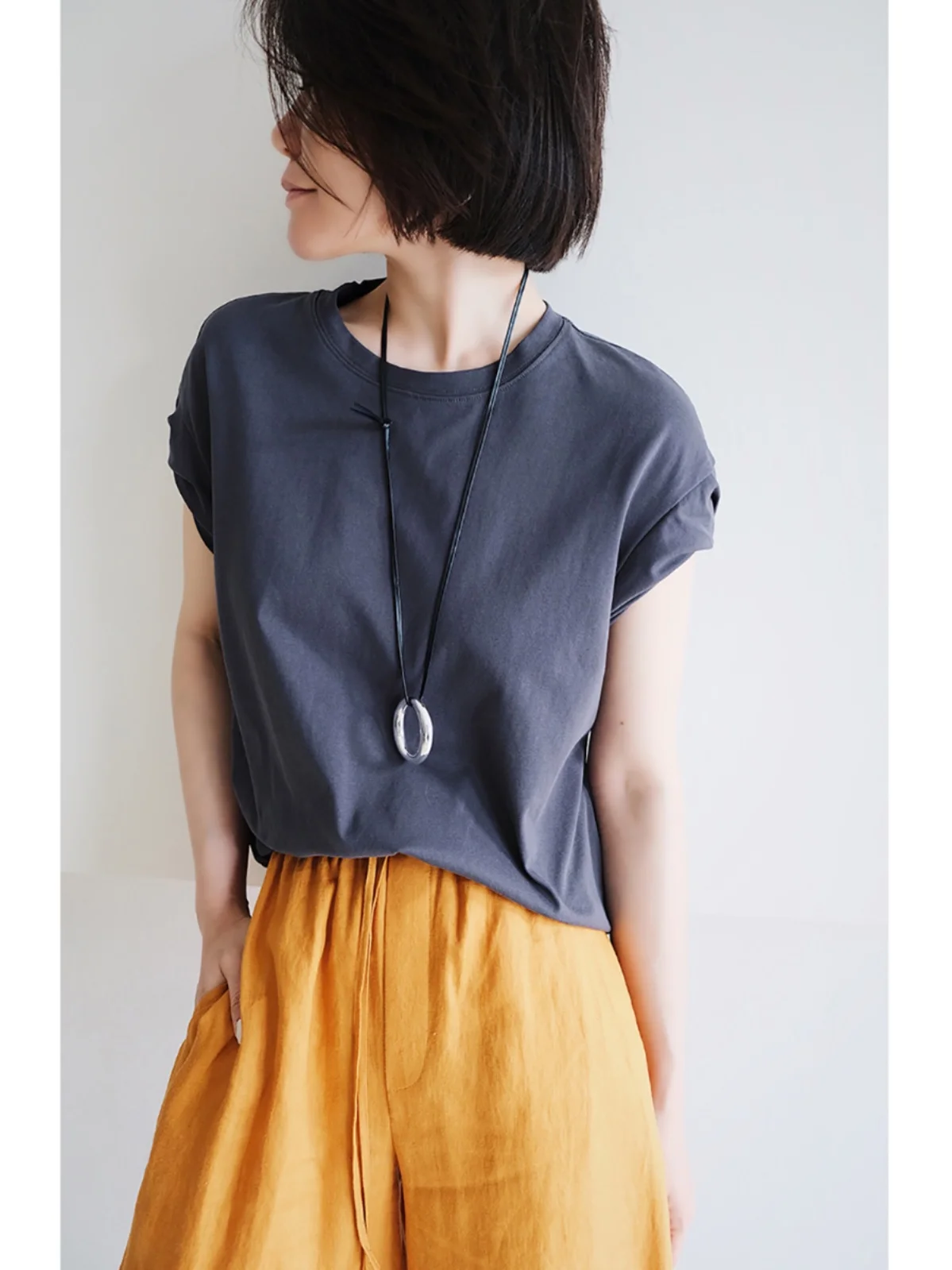 

Heavyweight Cotton Svel Top Faionable Thin Design Loose Fit T-irt Women's Premium Quali Cotton Full Length Regula...