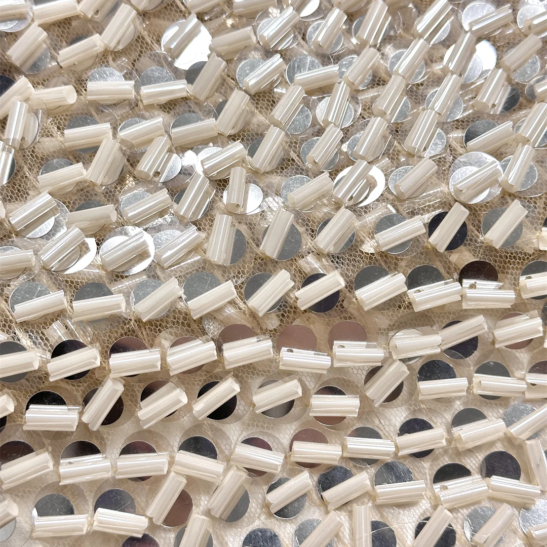 

African Lace Fabric 2026 Large Sequins Fish Scale Design French Net Embroidered Tulle For Wedding Party Dress Sewing 5 Yards