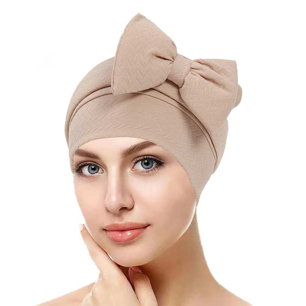 

Women Muslim Turban Big Bows Islamic Inner Hijab Chemo Caps Headwrap Underscarf India Hats Beanies Femme Musulman Turbante Mujer