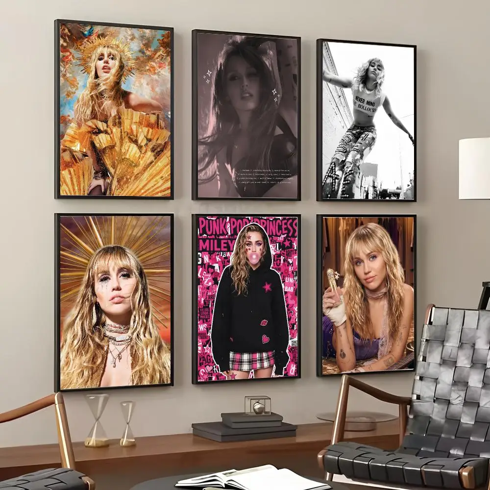 Singer M-Miley Cyrus  Painting Calligraphy Cotton Canvas Wall Art Poster Quality Decor Painting for Home Decor