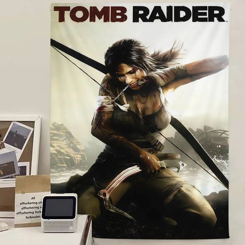 لارا كروفت تومب رايدر الكرتون نسيج الفن الخيال العلمي غرفة ديكور المنزل الجدار الشنق ديكور المنزل #2