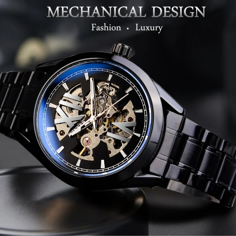 Esboço Running Style Mechanical Watch para homens, impermeável, automático, esvaziamento, Newwinner Atividade, moda, frete grátis