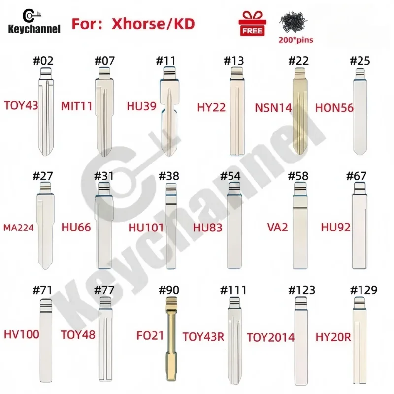 180pcs One Box Car Key Blade Set 10pcs 18 Type KD Remote Blank TOY47 HON66 HU66 KD Blade for Xhorse KD KEYDIY for Toyota Peugeot