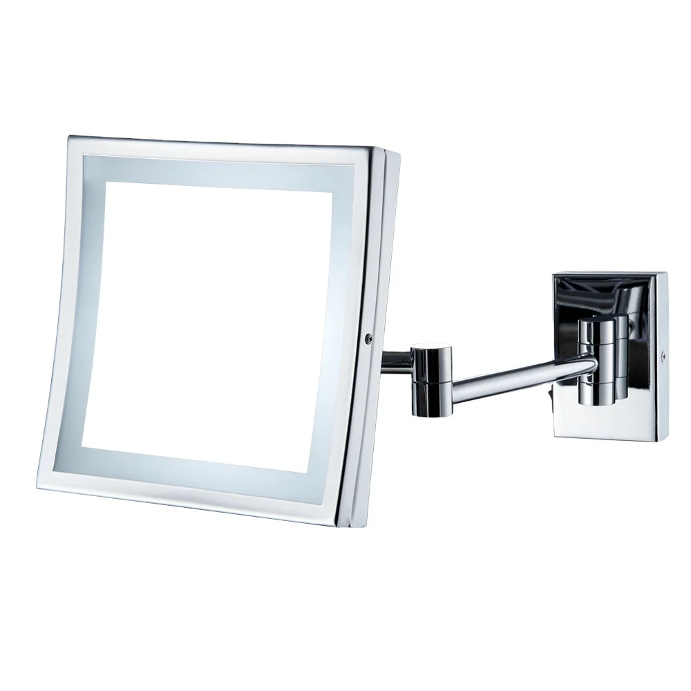 

M2018F Hotel Metal Square Makeup Magnifying Mirror With LED Light