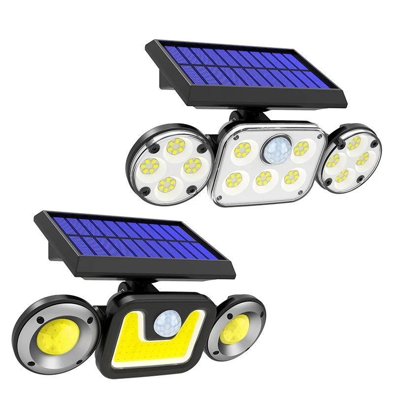 

Solar LED Flood Light 70-138LED Wall Lamp with 3 Sides Adjustable Heads IP65 Waterproof Solar Motion Sensor Lights Illumination