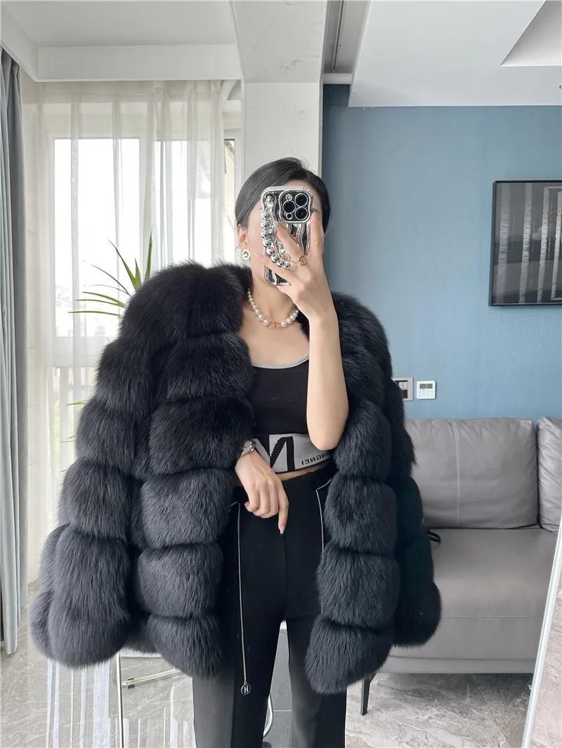 نمط جديد 2025 معاطف الفرو الحقيقي النساء الطبيعية سترات من الفرو الحقيقي الشتاء ملابس خارجية النساء معطف فرو الثعلب ملابس فرو عالية الجودة