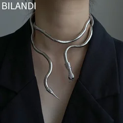 Bilandi New Punk Hip Hop Metal Adjustable Gold Color Snake Necklace Multi-Function Necklace For Women Party Jewelry Gift 2023