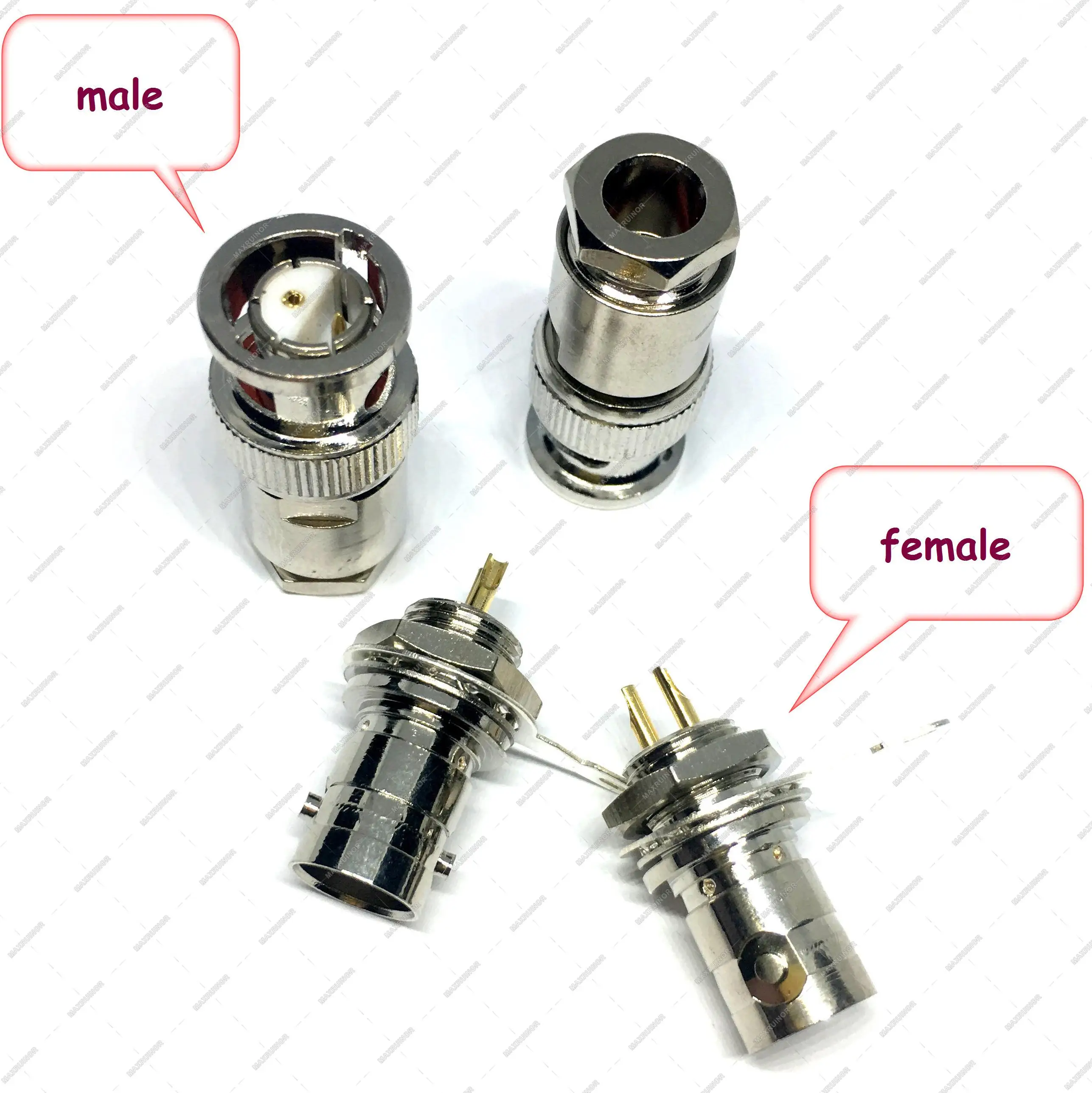 BNC connector Twin Twinax BNC male plug  female jack nut bulkhead solder RG59 RG-108A double pin connector