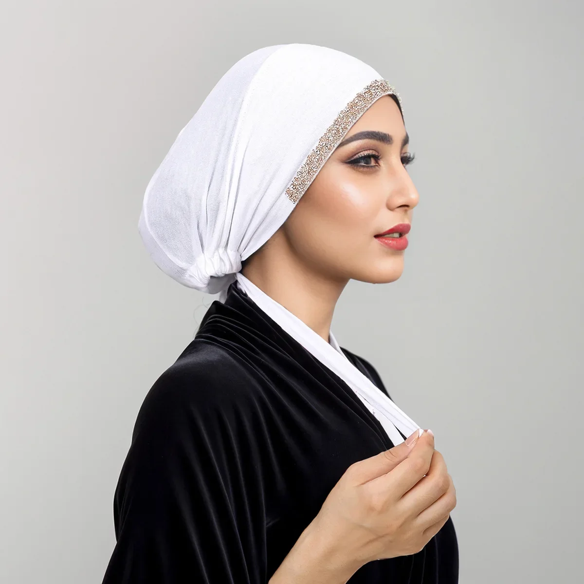 2025 مشروط underscarf حجر الراين المرأة المسلمة قبعة عمامة الحجاب الداخلي قبعات الإسلام بونيه الإناث حك الحجاب Turbante Mujer