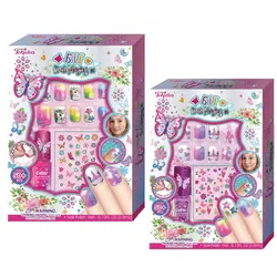 2024 Kids Makeup Set Butterfly Nail Playing Set Press on nail Set Stickers Nail Polish Art Kids Toys