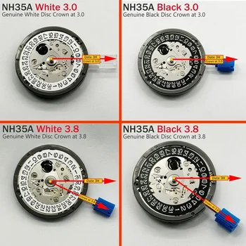 Voor NH35 Beweging Kroon Op 3.8 3 6 Nh35A Met Zwarte Datum Automatische Mechanische Wijzerplaat Mods Reparatie Horlogemaker