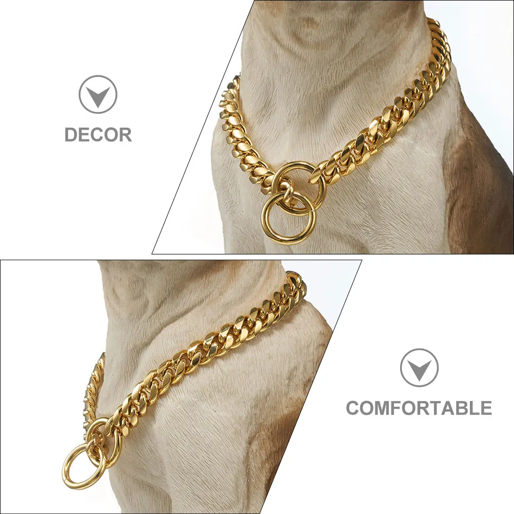 

Fashionable Dog Chain Link Adjustable Portable Necklace Titanium Alloy Collars nament Dog Training Pet Gold Chain