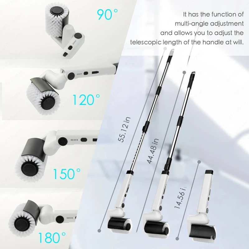 Electric Roller Brush BBQ Grill Cleaning Brush Adjustable Angle Bathroom Kitchen Floor Brush
