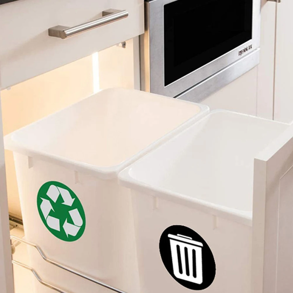 

1Set Garbage Sorting Stickers PVC Material Easy Peel Adhesive Long Lasting Trash Can Reminding Label Stickers Trash Can Decals
