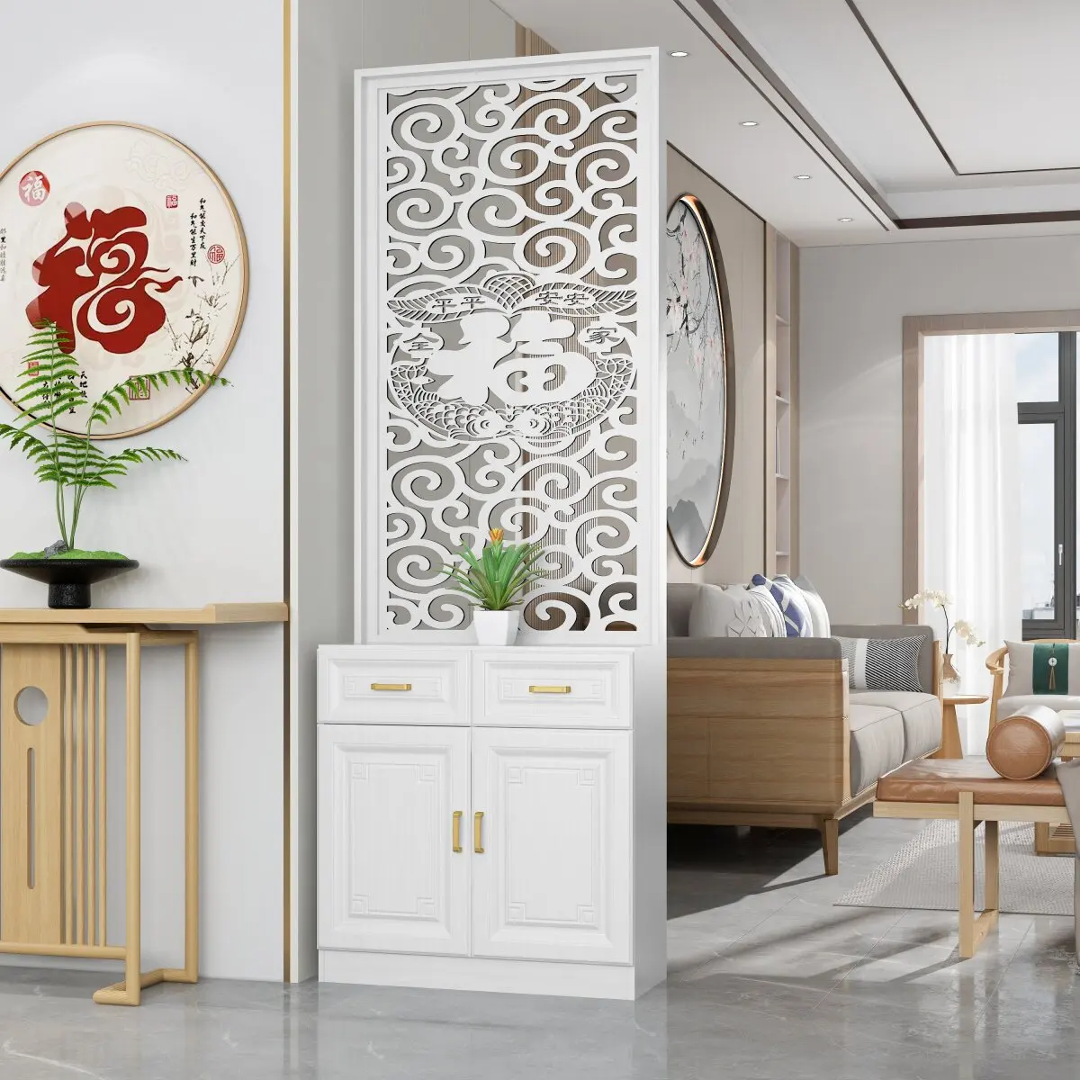 CX new home multi-functional living room screen partition, door-to-door modern simple shelf