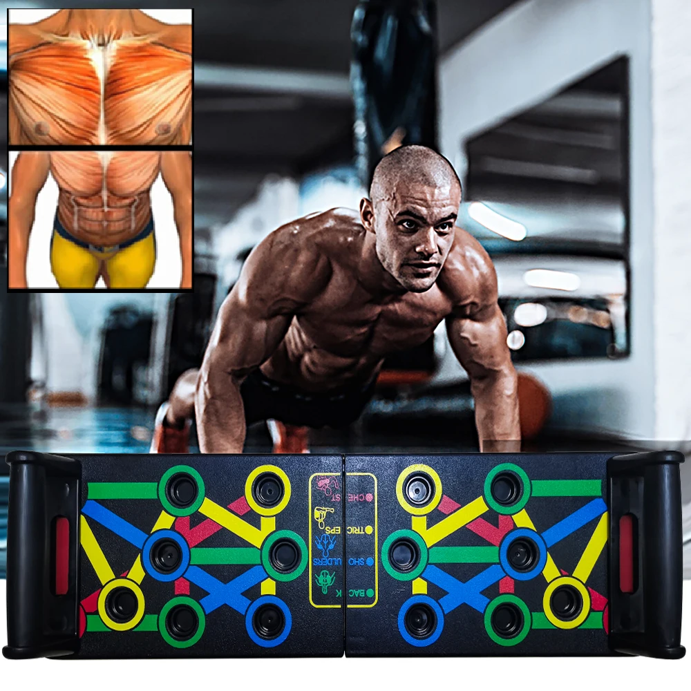 Push-Up Rack Board para Fitness, 14 em 1, Treinamento, Esporte, Treino, Equipamento de Ginástica, Push Up Stand, Construção Muscular Abdominal,