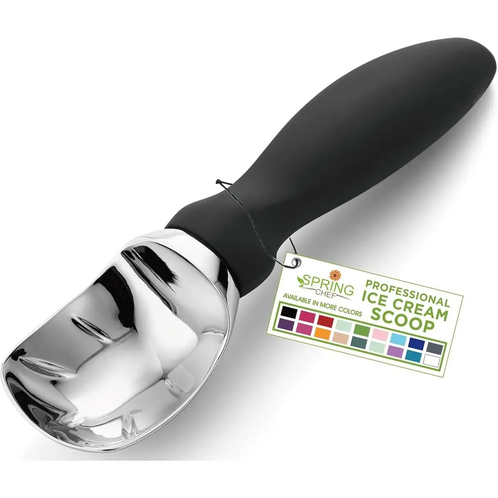 Durable Metal Ice Cream Scoop with Ergonomic Handle - Ideal for Gelato, Sorbet, Cookie Dough, Melon, Frozen Yogurt - Dishwasher