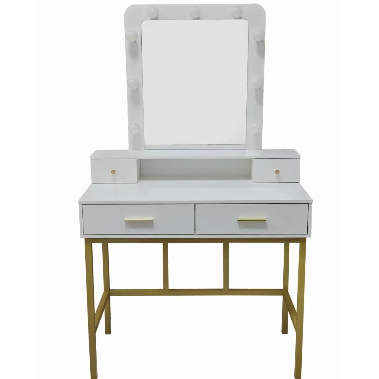 lk-Modern Hotel Use Bedroom Furniture LED Dimmable Bulb Vanity Table with 4-Drawer Dressing Table#