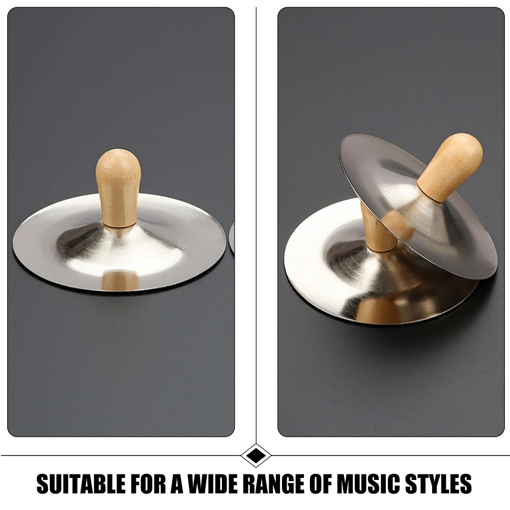 

2pcs Metal Finger Cymbals Hand Cymbals Portable Percussion Instrument For Belly Dancing Musical Wood Handle Pure Sound