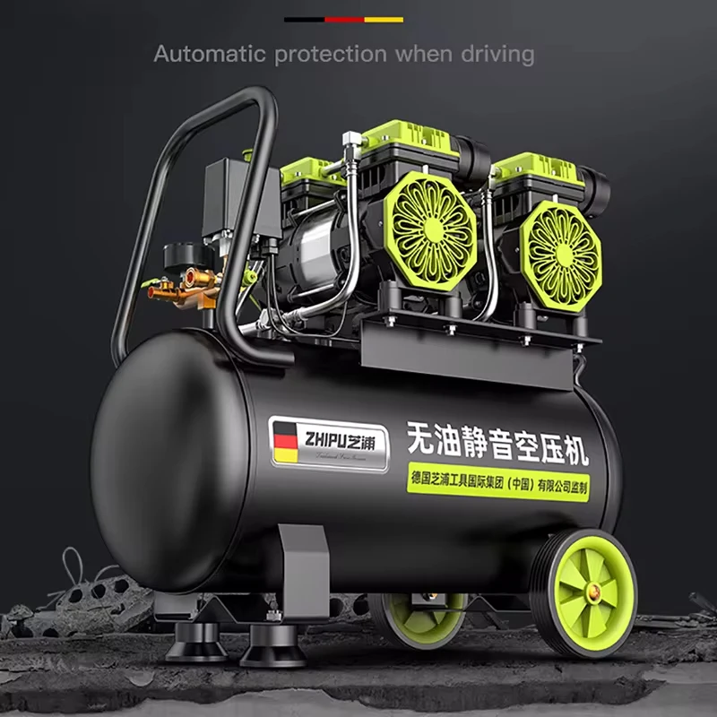 220V Silent Air Compressor 12/60L 1100W Silent Oil-free Portable Air Pump For Home Repair Tire Inflation Compressor