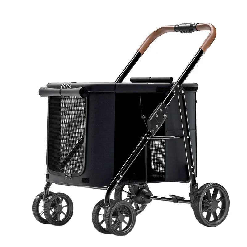 Premium One-Button Adjustable Foldable Dog Cat Travel Carrier Comfortable Oxford Fabric Pet Cart for Large Collection