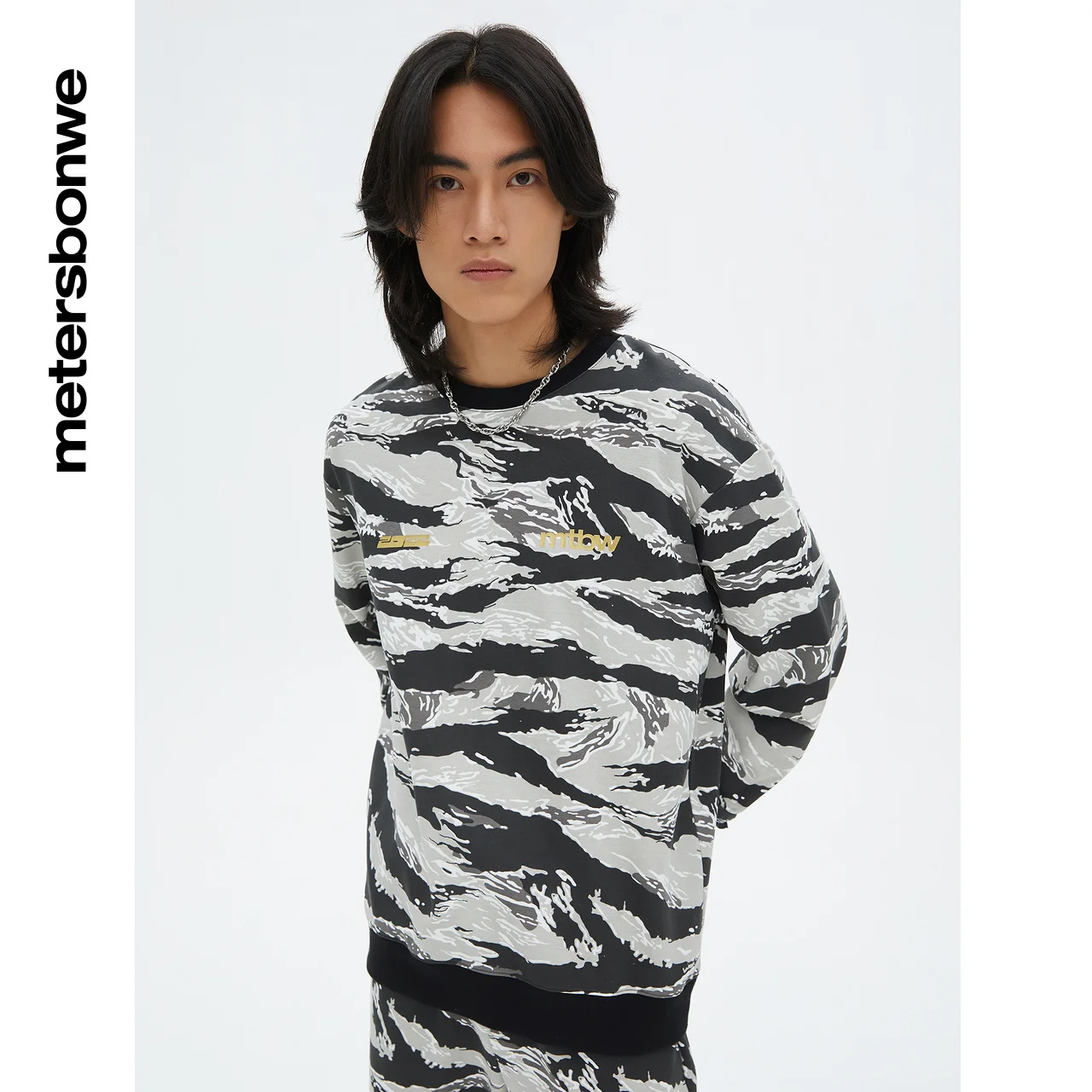 Metersbonwe-Men's And Women's Round Neck Long-Sleeved Pullover Print Camouflage Long-Sleeved Tops Casual Fashion Spring Autumn