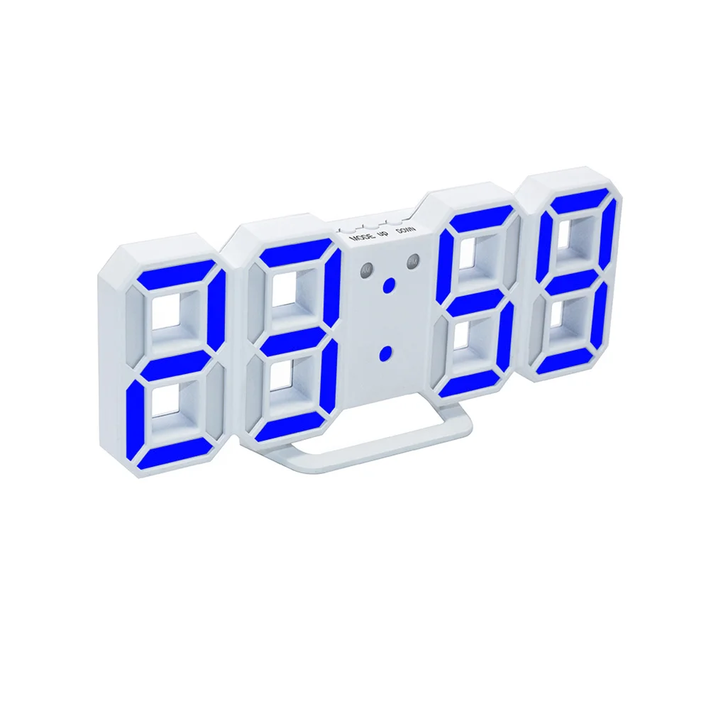 

3D Digital Clock Led Display Large Numbers 12/24 Hour Mode 3 Brightness Levels Snooze Alarm Wall Mountable Usb Powered Digital