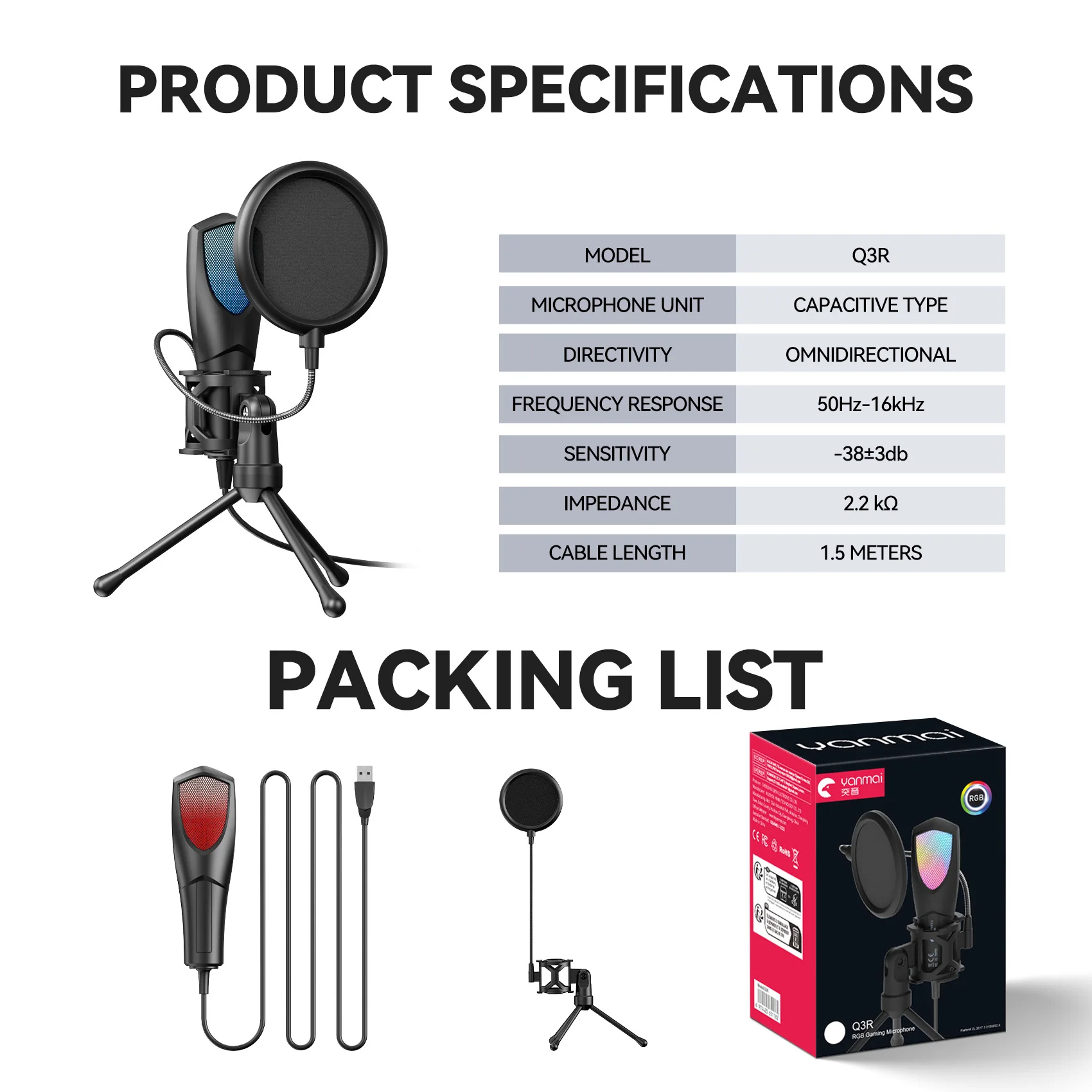 ميكروفون مكثف للألعاب RGB، مجموعة ميكروفون ألعاب USB لأجهزة الكمبيوتر المحمولة وبودكاست الكمبيوتر والألعاب والأفلام الصوتية والصوتية والأدوات #6