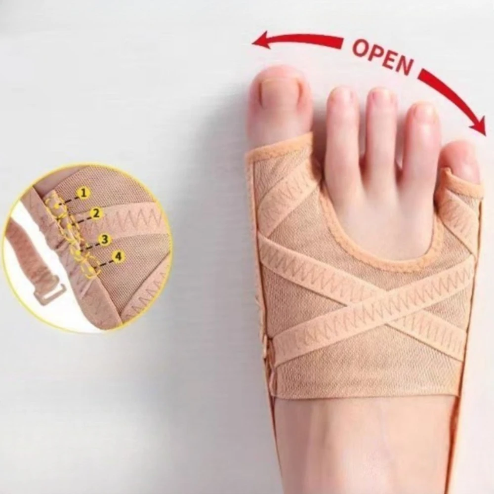 Toe Separation Women Toe Separator Sleeve Adjustable Cross Straps Foot Wrap Breathable Non-Slip Day Night Support Comfort