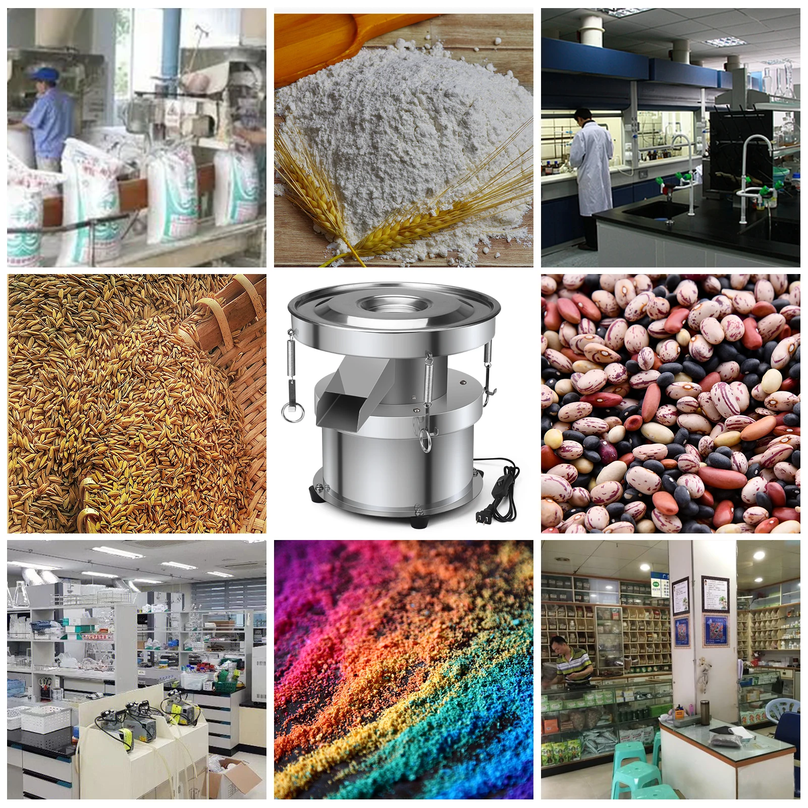 30cm Stainless Steel Electric Vibrating Sieve Machine Industrial Powder Shaker Sifter for Food Particle Screening Separation