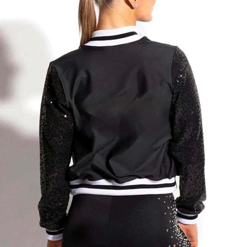 

Warm-up jacket with sequins, suitable for cheerleading gymnastics, cheerleading uniform bag, cheerleading practice uniform