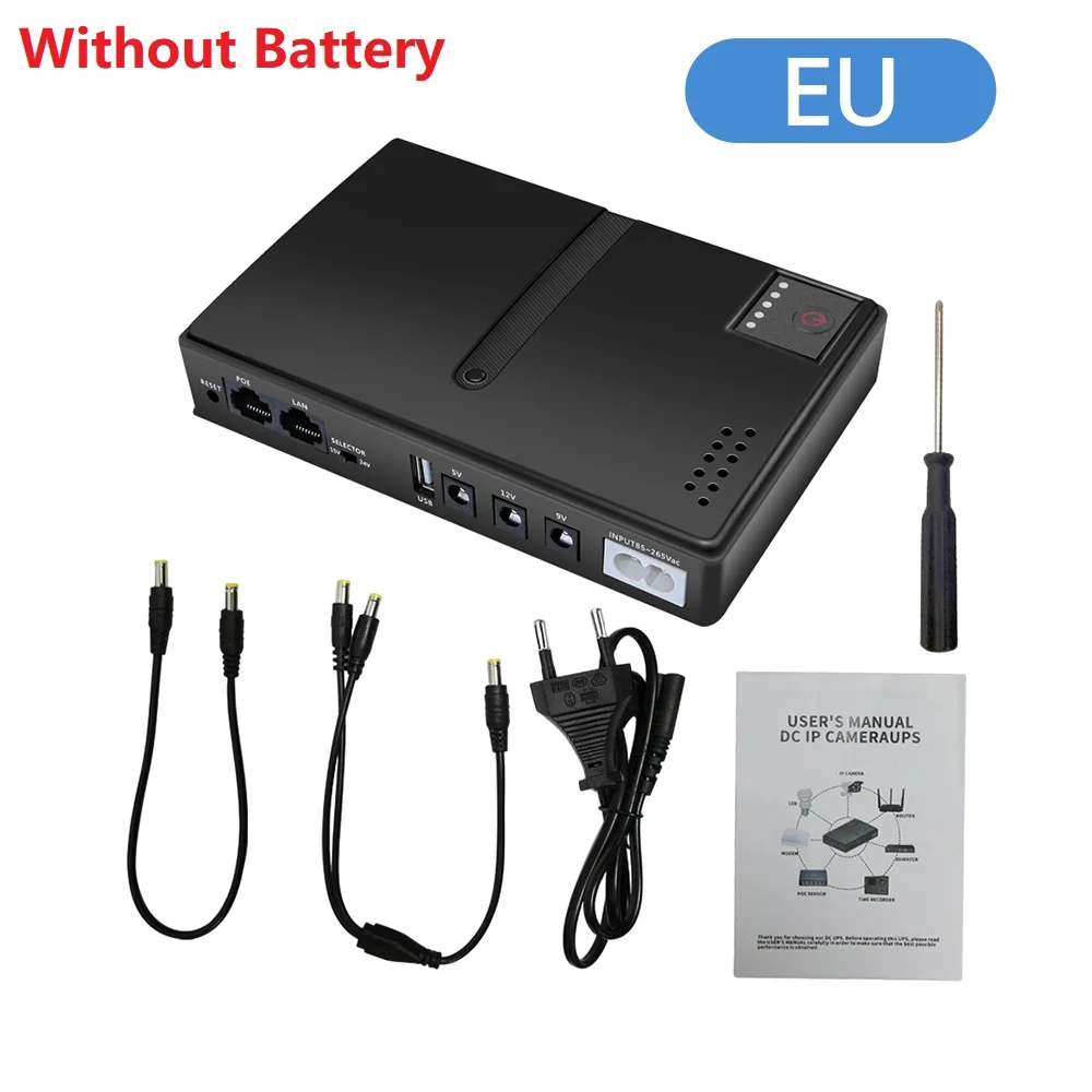 

DC1018L 18W Mini Portable UPS Backup Power Adapter 0.6A/1A/2A 5V/9V/12V/15V/24V Uninterruptible Power Supply for WiFi, Router