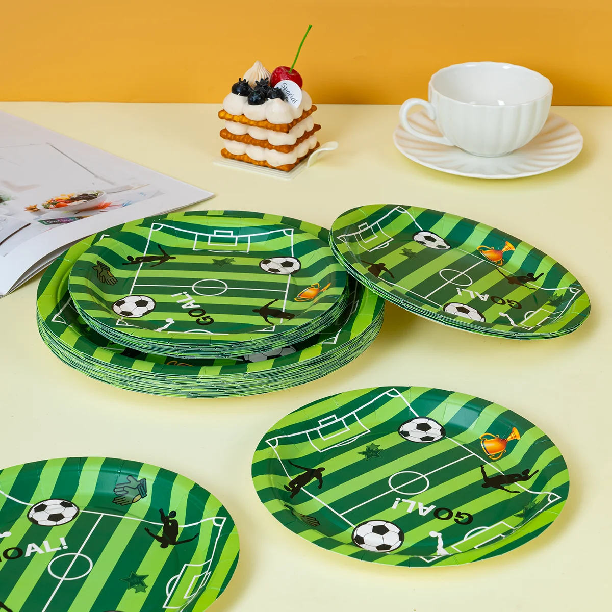 10/25/50pcs Disposable Soccer Field GOAL! Paper Plates Football Themed Plates for Kids Birthday Party Supplies image 5
