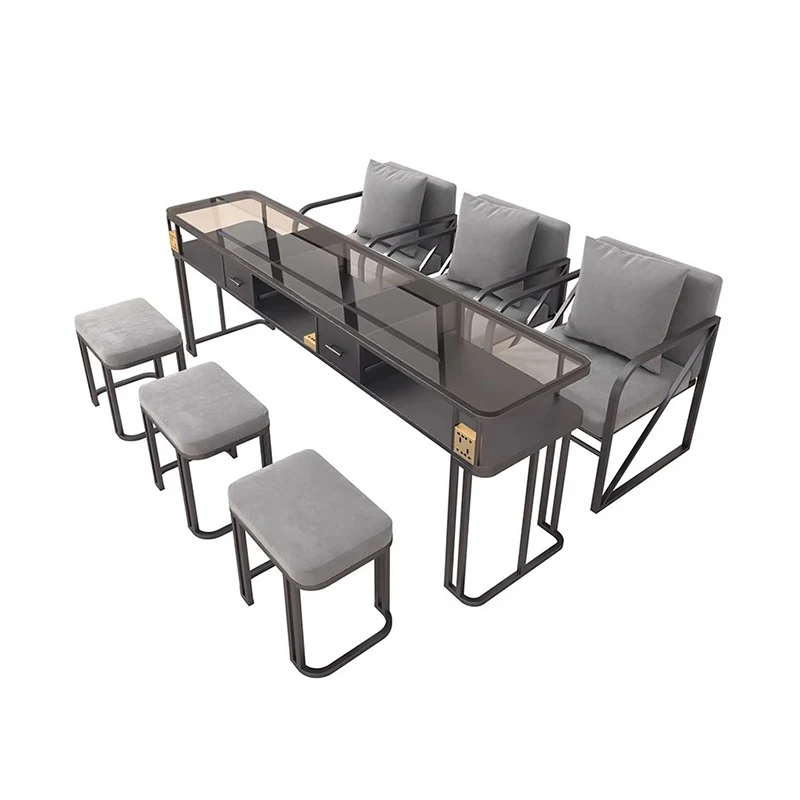 #Glass Top Design Nail Table Multifunctional Professional Classic Trendy Nail Table With Storage Simple Mesa Manicura Furniture